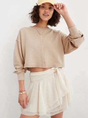 NWT aerie Cream Chiffon Wrap Skirt with Ruffled Hem - Sz XXL